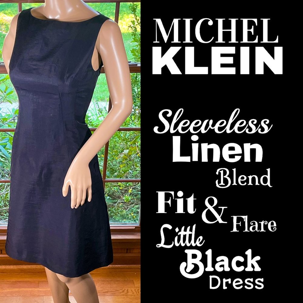▪️MICHEL KLEIN▪️Sleeveless Linen Fit & Flare LBD